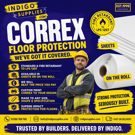 correx temporary floor and surface protection board. rolls sheets fire retardant lps 1207 uk essex