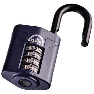 Squire CP50 Weather Resistant Combi Padlock 4 Wheel Open Shackle 50x26MM - Indigo Supplies Ltd