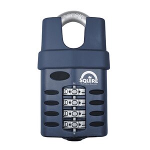 Squire CP50CS Weather Resistant Combi Padlock 4 wheel Closed Shackle 50x22MM - Indigo Supplies Ltd