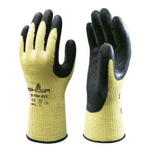 Showa S-TEX KV3 Latex Coated Cut Level F Glove Yellow (Pair)