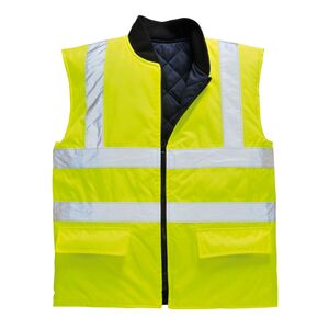 S469 Portwest High Visibility Reversible Bodywarmer Yellow - Indigo Supplies Ltd