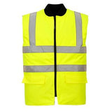 S469 Portwest High Visibility Reversible Bodywarmer Yellow - Indigo Supplies Ltd