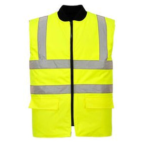 S469 Portwest High Visibility Reversible Bodywarmer Yellow - Indigo Supplies Ltd