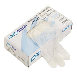 KeepCLEAN Clear Vinyl Powdered Disposable Gloves
