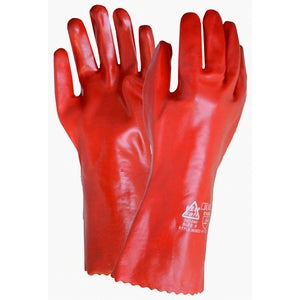 Single Dip PVC Fully Coated Gauntlet Red 27CM - Indigo Supplies Ltd