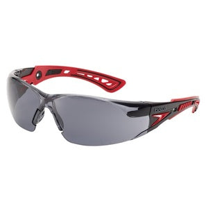 Bolle RUSHPPSF Rush+ Safety Specs Black/Red Smoked Lens - Indigo Supplies Ltd