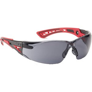 Bolle RUSHPPSF Rush+ Safety Specs Black/Red Smoked Lens - Indigo Supplies Ltd