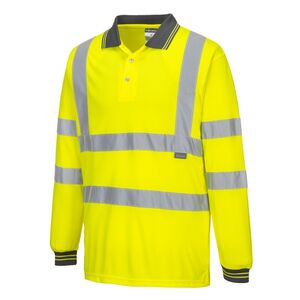 S277 High Visibility Long Sleeve Polo Shirt Yellow - Indigo Supplies Ltd