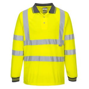 S277 High Visibility Long Sleeve Polo Shirt Yellow - Indigo Supplies Ltd