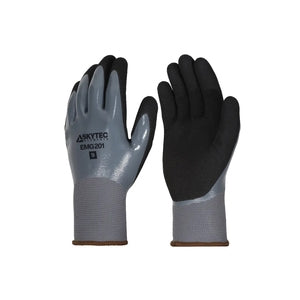 Skytec EMG00201F Fully Coated Nitrile D.dip Glove Grey/Black