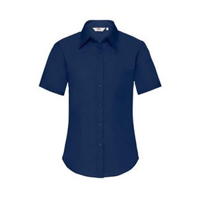 65014 Ladies Short Sleeve Poplin Shirt Navy - Indigo Supplies Ltd
