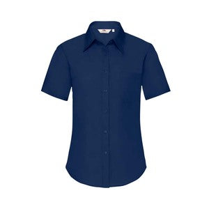 65014 Ladies Short Sleeve Poplin Shirt Navy - Indigo Supplies Ltd