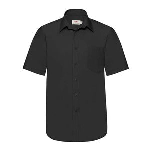 65116 Mens Short Sleeve Poplin Shirt Black - Indigo Supplies Ltd