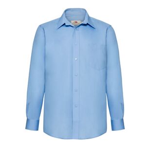 65118 Mens Long Sleeve Poplin Shirt Mid Blue - Indigo Supplies Ltd