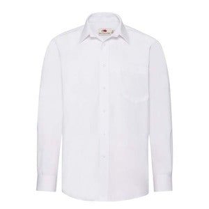 65118 Mens Long Sleeve Poplin Shirt White - Indigo Supplies Ltd