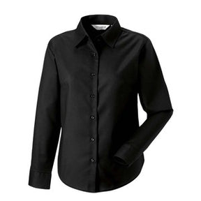 932F Ladies Long Sleeve Blouse Black - Indigo Supplies Ltd