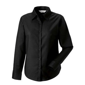 932F Ladies Long Sleeve Blouse Black - Indigo Supplies Ltd