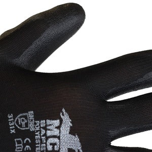 PU Palm Coated Knit Wrist Glove Black