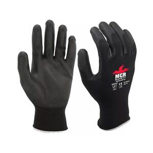 PU Palm Coated Knit Wrist Glove Black