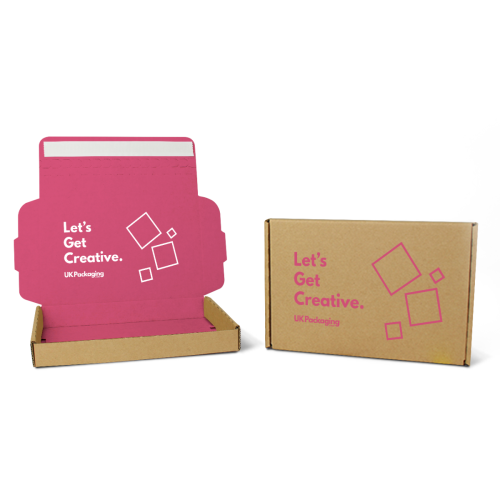 Brown/White Quick Seal Boxes - Flood Print Inside + 1 Col Outside - Indigo Supplies Ltd