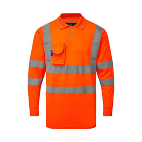 Bodyguard High Visibility Long Sleeve Polo Orange - Indigo Supplies Ltd