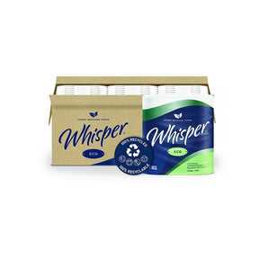 Whisper Eco Toilet Rolls 2Ply White 210 Sheet (Case 40) - Indigo Supplies Ltd