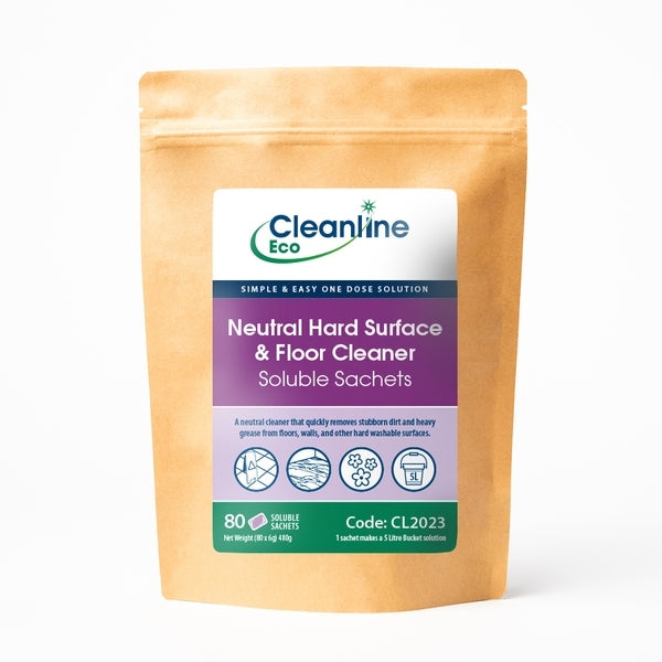Cleanline Eco Neutral Hard Surface &amp; Floor Cleaner Bucket Soluble Sachets (Pack 80)