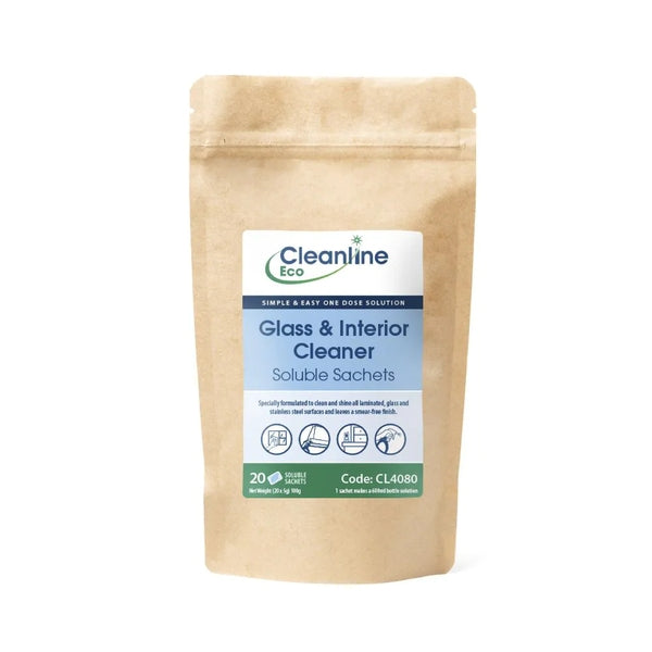 Cleanline Eco Glass & Interior Cleaner T4 Bottle Soluble Sachets (Pack 20)