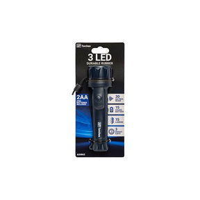 3 LED Rubber Torch In Black - Indigo Supplies Ltd