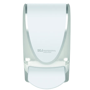 SCJ Dispenser White C/W Chrome Strip 1 Litre - Indigo Supplies Ltd