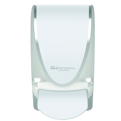 SCJ Dispenser White C/W Chrome Strip 1 Litre - Indigo Supplies Ltd