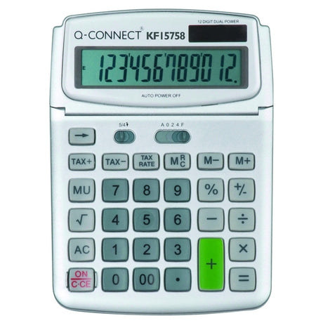 Q Connect Large Table Top 12 Digit Calculator Grey - Indigo Supplies Ltd