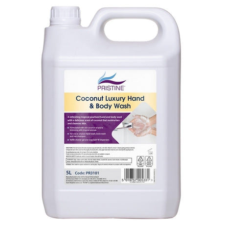 PRISTINE Coconut Luxury Hand, Hair &amp; Body Wash 5 Litre - Indigo Supplies Ltd