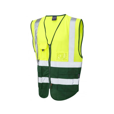 W11-Y/BT Lynton Executive Waistcoat Yellow/Bottle Green - Indigo Supplies Ltd