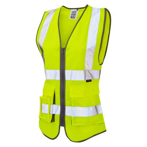 LYNMOUTH Superior High Visibility Ladies Executive Waistcoat Yellow - Indigo Supplies Ltd
