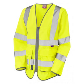 BEAWORTHY High Visibility Superior Ladies Sleeved Waistcoat Yellow - Indigo Supplies Ltd