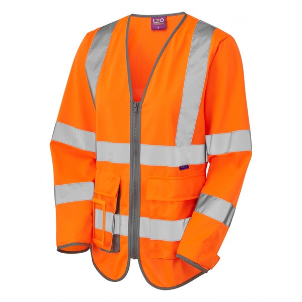 BEAWORTHY Hi-Vis Superior Ladies Sleeved Waistcoat ISO 20471 Cl 2 Orange - Indigo Supplies Ltd