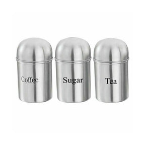 Stainless Steel Tea, Coffee, Sugar Canister Set - Indigo Supplies Ltd
