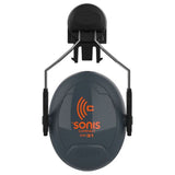 JSP Sonis Compact Helmet Mounted Cup/Ex-Vis Orange Plate Ear Defenders Dark Grey