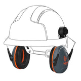 JSP Sonis Compact Helmet Mounted Cup/Ex-Vis Orange Plate Ear Defenders Dark Grey