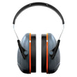 Sonis Compact Over Moulded Headband Dark Grey Cup/Ex-Vis Orange Plate Ear Defenders - Indigo Supplies Ltd