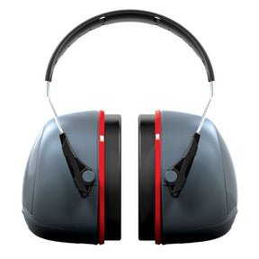 Sonis 3 Over Moulded Headband Dark Grey Cup/Ex-Vis Red Plate Ear Defenders - Indigo Supplies Ltd
