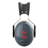 Sonis 3 Over Moulded Headband Dark Grey Cup/Ex-Vis Red Plate Ear Defenders