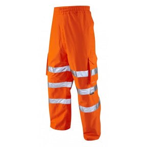 Leo L02-O High Visibility Instow Breathable Cargo Overtrouser Orange - Indigo Supplies Ltd