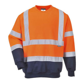 B306 Two-Tone High Visibility Sweatshirt Navy &amp; Orange - Indigo Supplies Ltd
