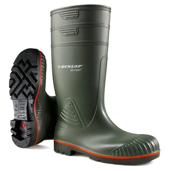 Dunlop Acifort Heavy Duty Full Safety Wellington S5 Green - Indigo Supplies Ltd