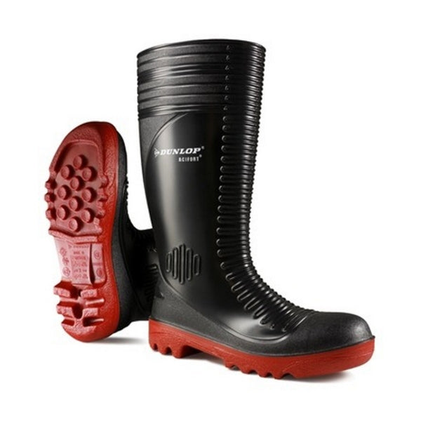 Dunlop Acifort Ribbed Full Safety Wellington S5 SBP SRA Black - Indigo Supplies Ltd