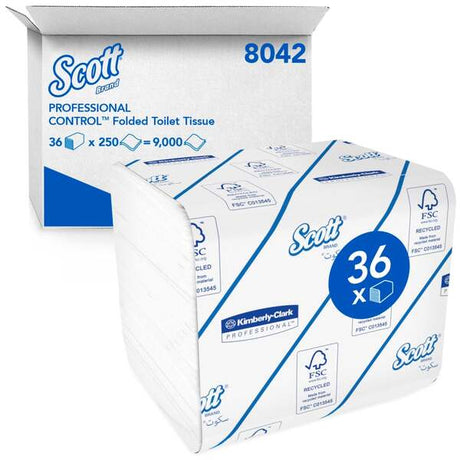 8042 Scott Control Folded Tissue White 250 Sheet (Case 36) - Indigo Supplies Ltd