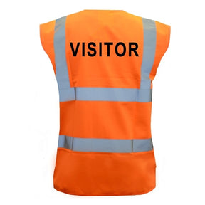 Pre-Printed VISITOR High Visibility Waistcoat Orange - Indigo Supplies Ltd