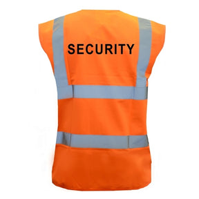 Pre-Printed SECURITY High Visibility Waistcoat Orange - Indigo Supplies Ltd